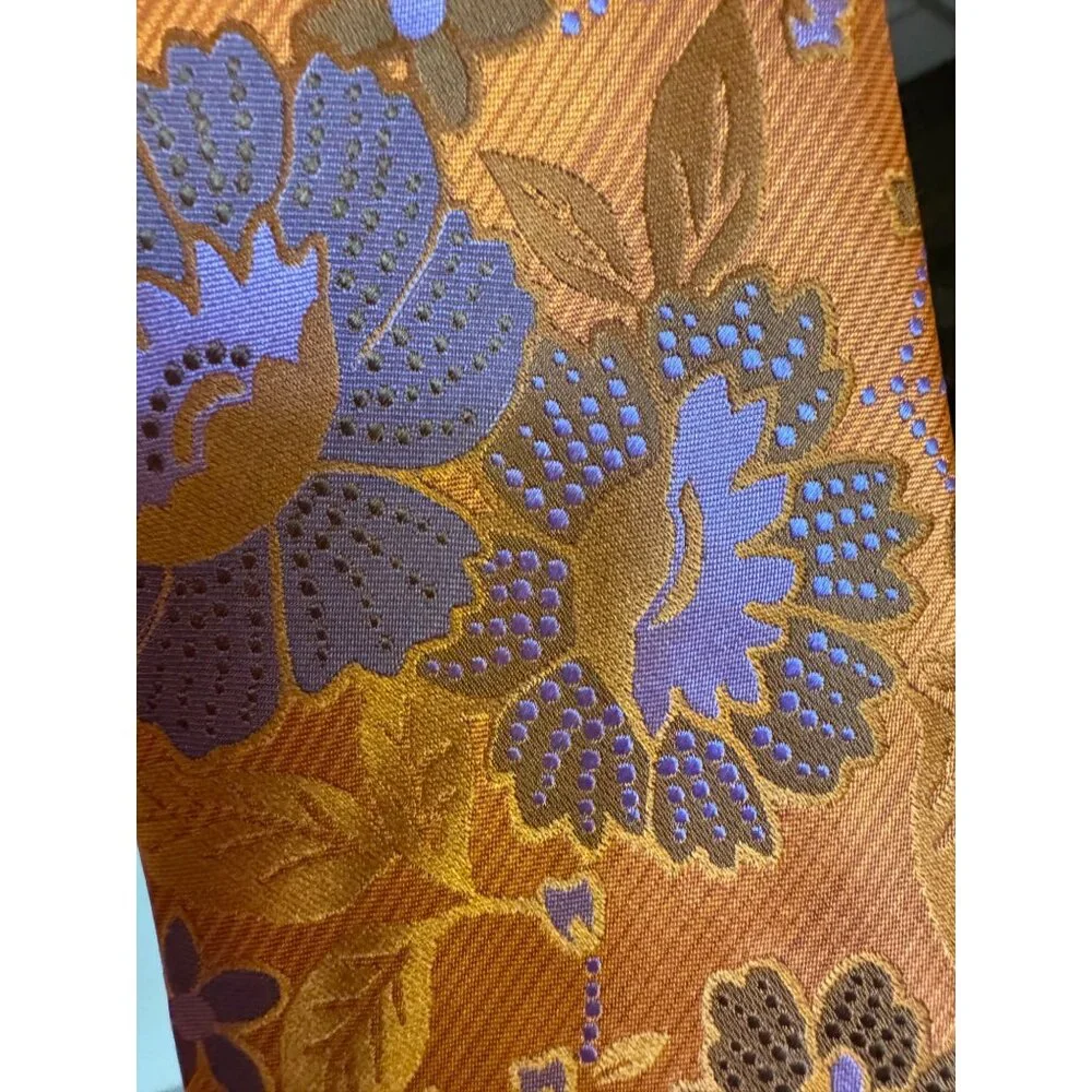 Steve Harvey Silk‎ Brocade Necktie – Bold Orange & Purple Pattern